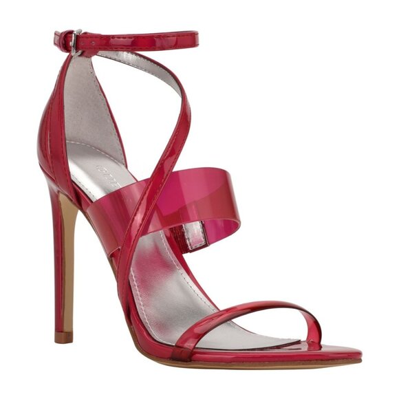 Guess Womens Pink Padded Transparent Strappy Stiletto Buckle Heeled Sandals - Picture 1 of 4
